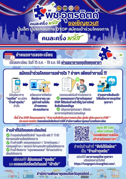 🌿✨สพอ.ทองแสนขัน ขอเชิญชวนผู้ผลิต ผู้ประกอบการ OTOP สมัครร่วมโครงการ “คนละครึ่ง พลัส”ร่วมกันขับเคลื่อนเศรษฐกิจฐานรากให้คึกคักทั่วไทย🌿✨