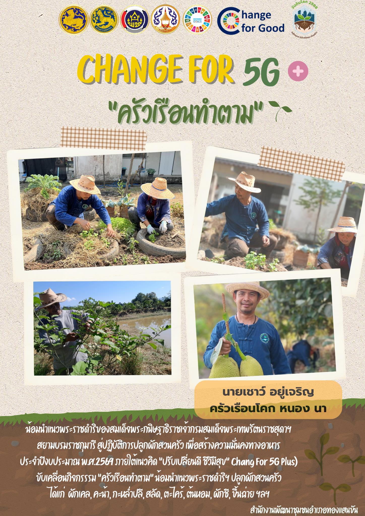 🥦🍅🥬 สพอ.ทองแสนขัน ขับเคลื่อนกิจกรรมการน้อมนำแนวพระราชดำริของสมเด็จพระกนิษฐาธิราชเจ้า กรมสมเด็จพระเทพรัตนราชสุดา สยามบรมราชกุมารี สู่ปฏิบัติการปลูกผักสวนครัว เพื่อสร้างความมั่นคงทางอาหาร ประจำปีงบประมาณ พ.ศ. 2569 ภายใต้แนวคิด "ปรับเปลี่ยนดี ชีวีมีสุข" (Change For 5G Plus)  🌶️🧅🫑
