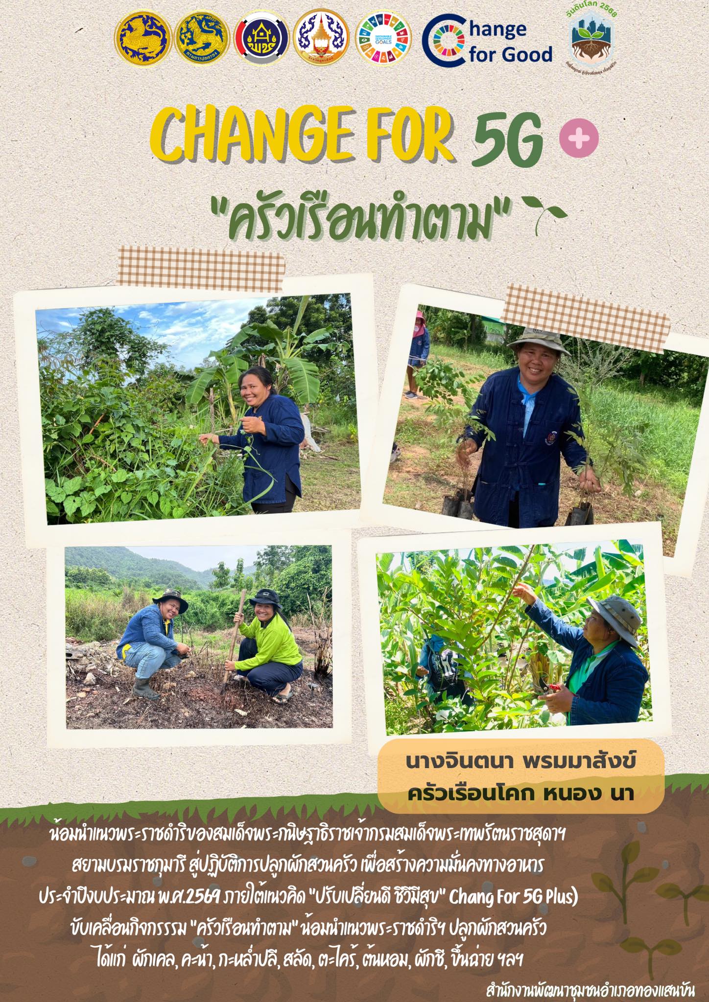 🥦🍅🥬 สพอ.ทองแสนขัน ขับเคลื่อนกิจกรรมการน้อมนำแนวพระราชดำริของสมเด็จพระกนิษฐาธิราชเจ้า กรมสมเด็จพระเทพรัตนราชสุดา สยามบรมราชกุมารี สู่ปฏิบัติการปลูกผักสวนครัว เพื่อสร้างความมั่นคงทางอาหาร ประจำปีงบประมาณ พ.ศ. 2569 ภายใต้แนวคิด "ปรับเปลี่ยนดี ชีวีมีสุข" (Change For 5G Plus)  🌶️🧅🫑