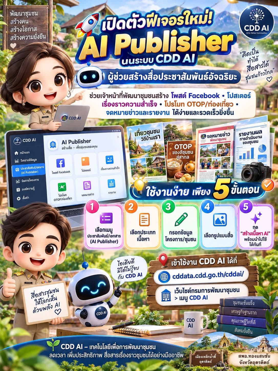 🌿✨ สพอ.ทองแสนขัน ขอประชาสัมพันธ์ CDD AI : ผู้ช่วยพัฒนากรอัจฉริยะ สู่ชุมชนเข้มแข็งอย่างยั่งยืน ✨🌿